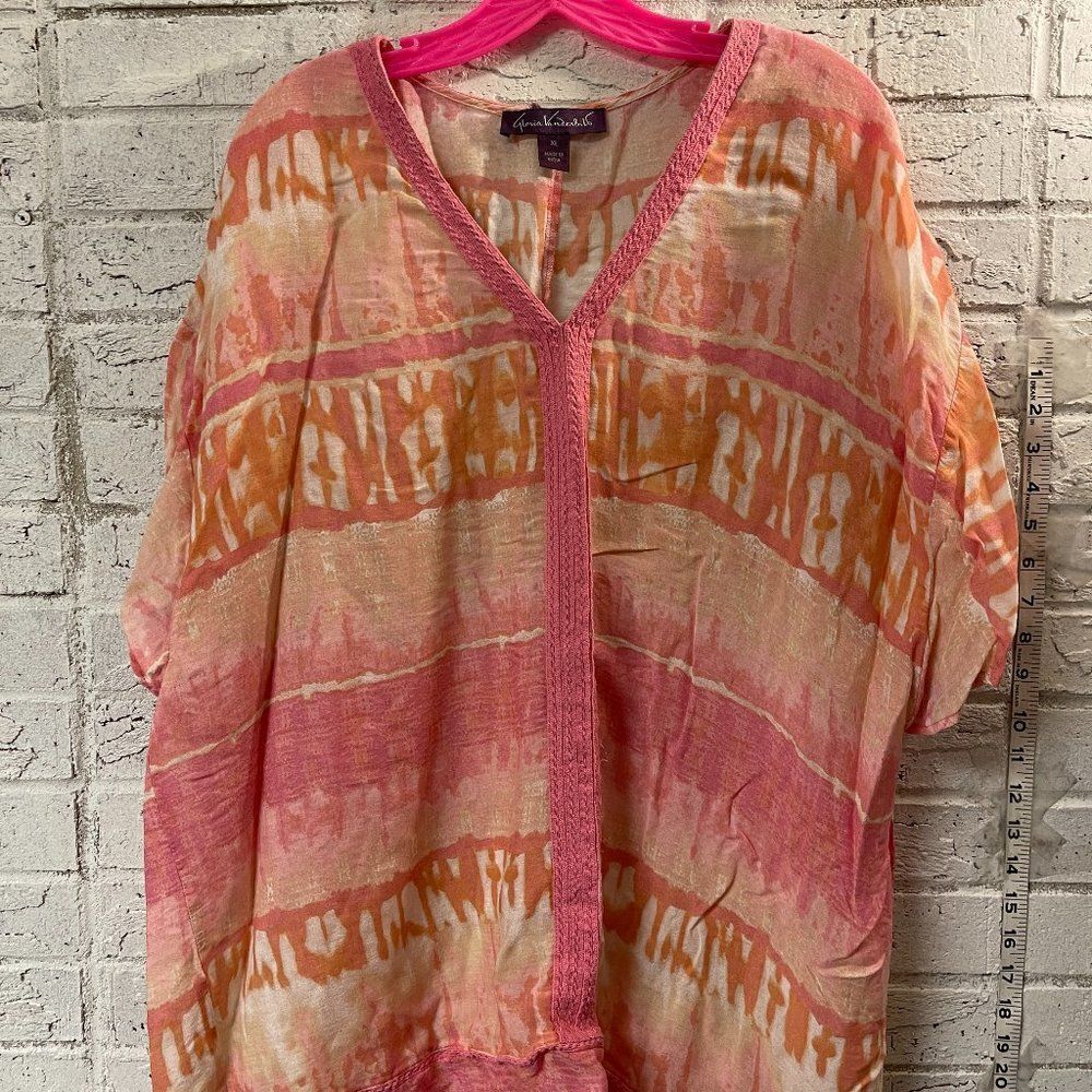 Glora Vanderbilt Pink Tie Dye Hippie Boho Shirt XL